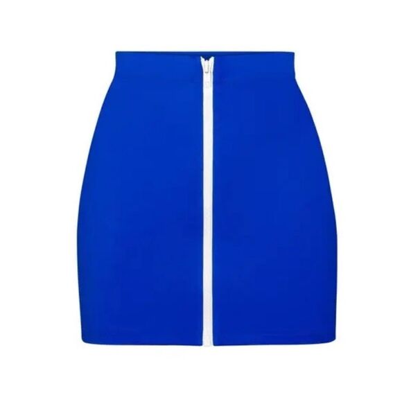 NWT SKIMS Sporty Zipper Swim Cobalt Blue Mini Swim Bottom Skirt - Picture 4 of 6